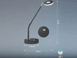 2er SET LED Schreibtischlampen Schwarz mit Dimmer, Höhe 60cm