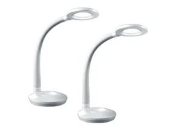 2er SET LED Schreibtischlampen Weiß, Flexgelenk & Sensordimmer, Höhe 32cm