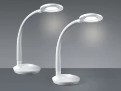 2er SET LED Schreibtischlampen Weiß, Flexgelenk & Sensordimmer, Höhe 32cm