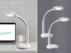 2er SET LED Schreibtischlampen Weiß, Flexgelenk & Sensordimmer, Höhe 32cm