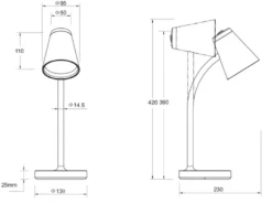 2er SET LED Schreibtischlampen Beige flexibel biegsam, Höhe 36cm