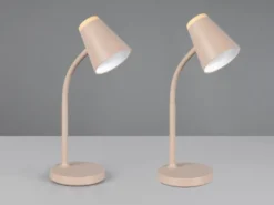 2er SET LED Schreibtischlampen Beige flexibel biegsam, Höhe 36cm