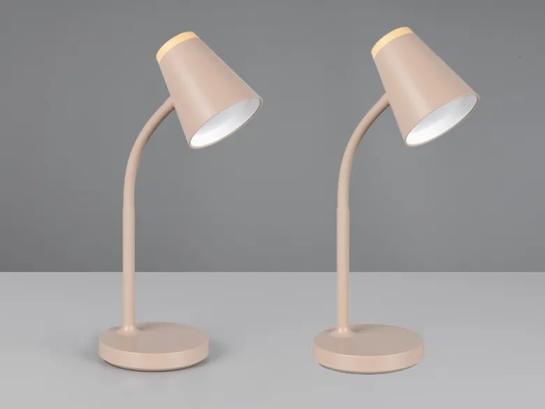 2er SET LED Schreibtischlampen Beige flexibel biegsam, Höhe 36cm