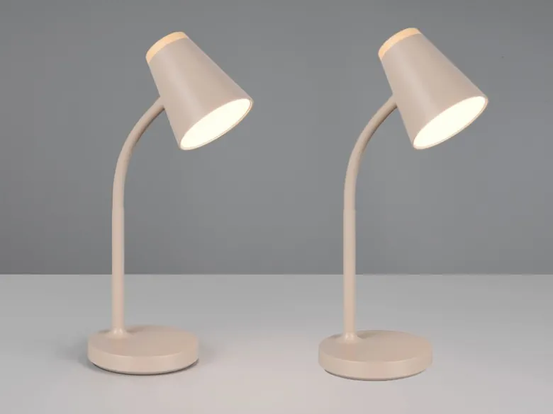 2er SET LED Schreibtischlampen Beige flexibel biegsam, Höhe 36cm
