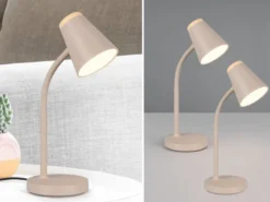 2er SET LED Schreibtischlampen Beige flexibel biegsam, Höhe 36cm