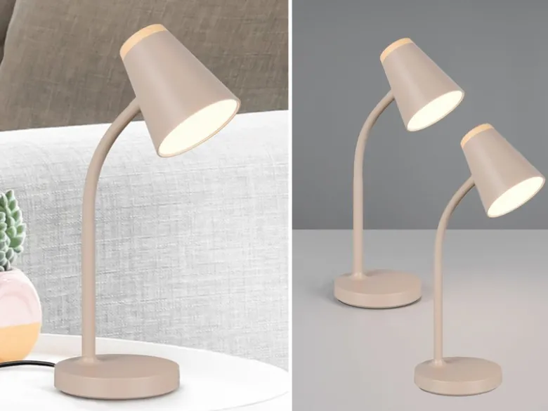 2er SET LED Schreibtischlampen Beige flexibel biegsam, Höhe 36cm