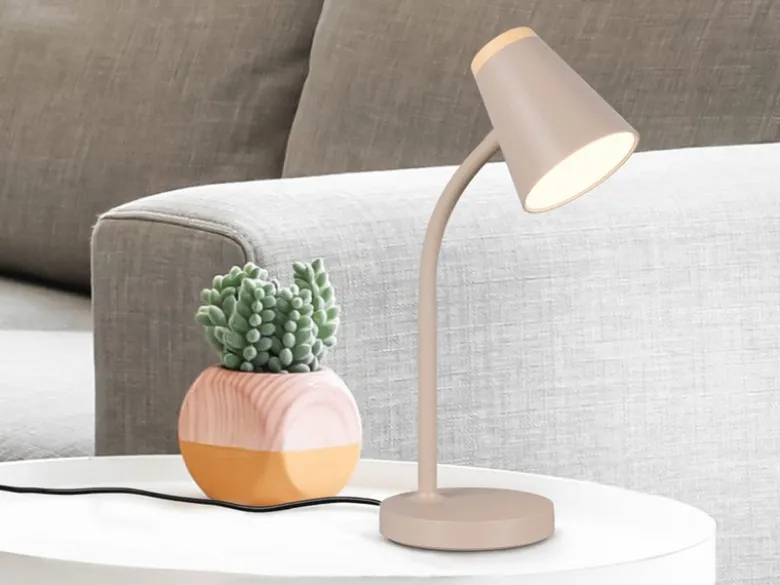 2er SET LED Schreibtischlampen Beige flexibel biegsam, Höhe 36cm