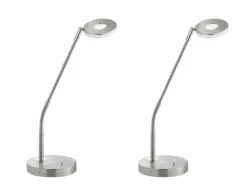 2er SET LED Schreibtischlampen Silber mit Dimmer, Höhe 60cm