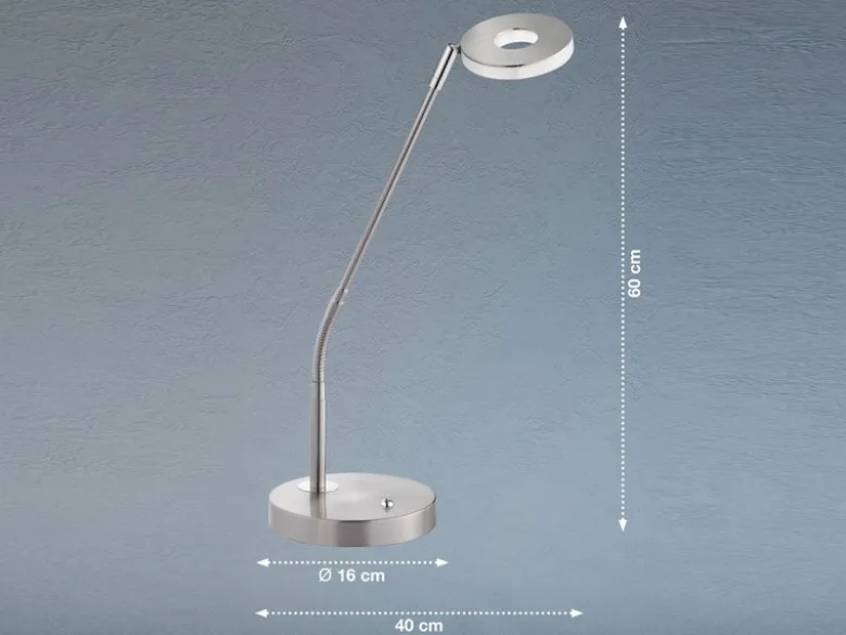 2er SET LED Schreibtischlampen Silber mit Dimmer, Höhe 60cm