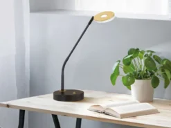 2er SET LED Schreibtischlampen Schwarz / Gold mit Dimmer, Höhe 60cm