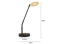 2er SET LED Schreibtischlampen Schwarz / Gold mit Dimmer, Höhe 60cm
