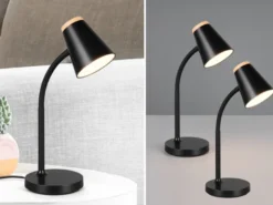 2er SET LED Schreibtischlampen Schwarz flexibel biegsam, Höhe 36cm