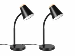 2er SET LED Schreibtischlampen Schwarz flexibel biegsam, Höhe 36cm