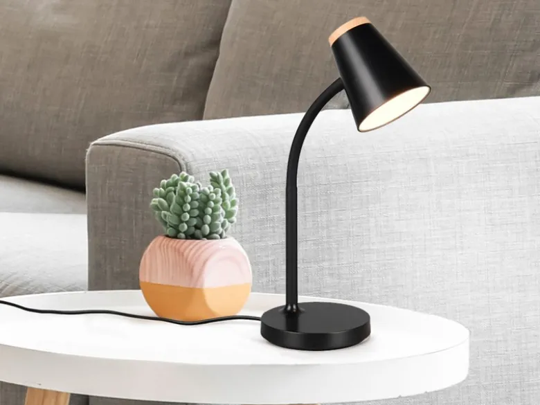 2er SET LED Schreibtischlampen Schwarz flexibel biegsam, Höhe 36cm