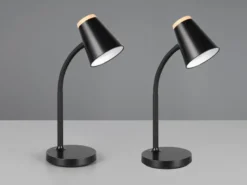 2er SET LED Schreibtischlampen Schwarz flexibel biegsam, Höhe 36cm