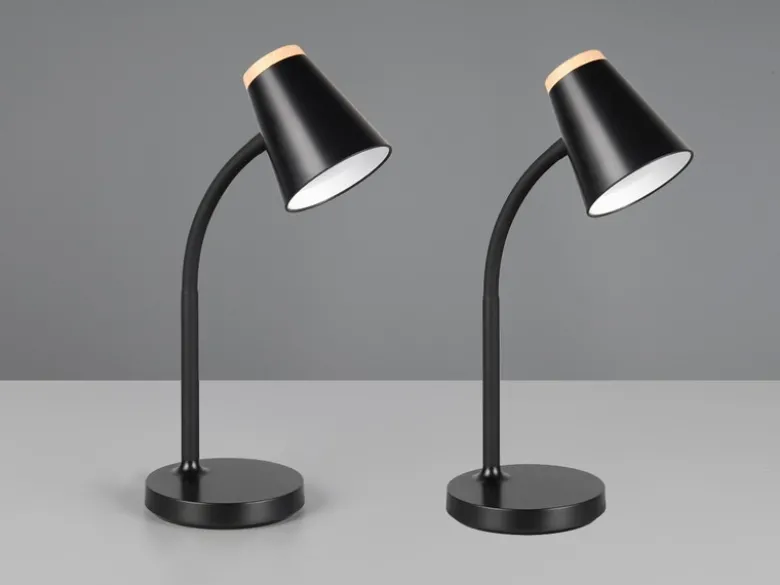 2er SET LED Schreibtischlampen Schwarz flexibel biegsam, Höhe 36cm