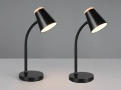 2er SET LED Schreibtischlampen Schwarz flexibel biegsam, Höhe 36cm