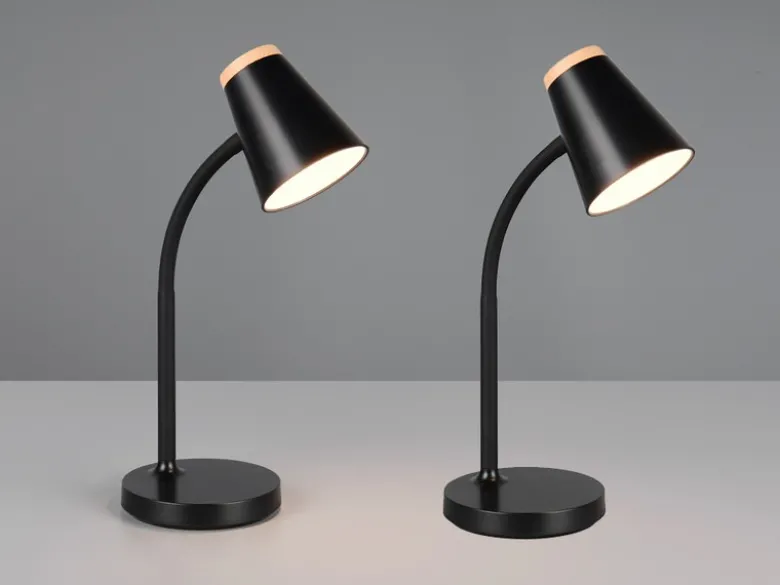 2er SET LED Schreibtischlampen Schwarz flexibel biegsam, Höhe 36cm