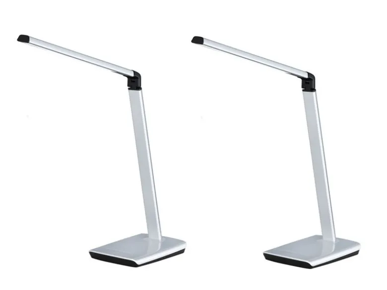 2er SET LED Schreibtischlampen Silber dimmbar & Tageslicht, Höhe 79cm
