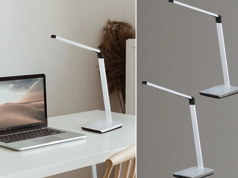2er SET LED Schreibtischlampen Silber dimmbar & Tageslicht, Höhe 79cm