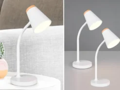 2er SET LED Schreibtischlampen Weiß flexibel biegsam, Höhe 36cm