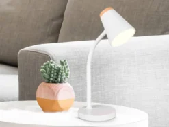 2er SET LED Schreibtischlampen Weiß flexibel biegsam, Höhe 36cm