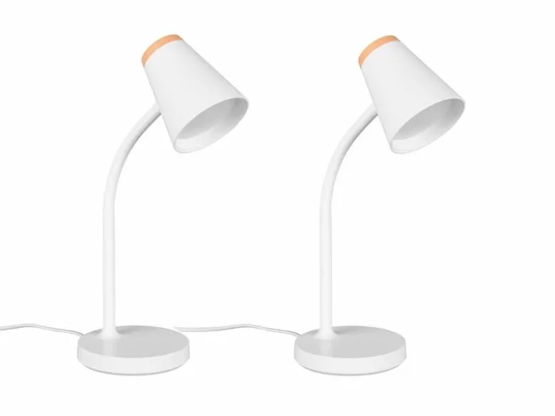2er SET LED Schreibtischlampen Weiß flexibel biegsam, Höhe 36cm