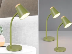 2er SET LED Schreibtischlampen Grün flexibel biegsam, Höhe 36cm