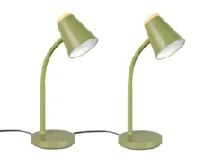 2er SET LED Schreibtischlampen Grün flexibel biegsam, Höhe 36cm