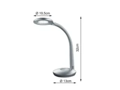 2er SET LED Schreibtischlampen Silber, Flexgelenk & Sensordimmer, Höhe 32cm