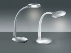 2er SET LED Schreibtischlampen Silber, Flexgelenk & Sensordimmer, Höhe 32cm
