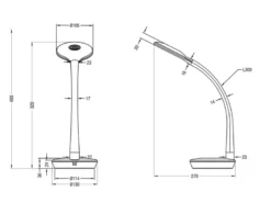 2er SET LED Schreibtischlampen Silber, Flexgelenk & Sensordimmer, Höhe 32cm