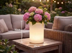 2er Set LED Solar Blumentopf mit RGBW Farbwechsel & Fernbedienung, Höhe 30cm
