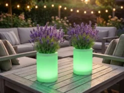 2er Set LED Solar Blumentopf mit RGBW Farbwechsel & Fernbedienung, Höhe 30cm