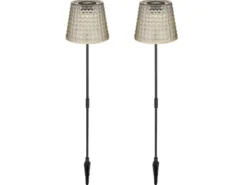 2er Set LED Solar Erdspießleuchten Rauchfarbig, Höhe 60cm