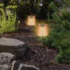 2er Set LED Solar Erdspießleuchten Bernsteinfarbig, Höhe 60cm