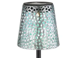 2er Set LED Solar Erdspießleuchten mit Dekorstanzungen in Silber-Blau, Höhe 70cm