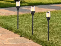 2er Set LED Solarfackeln mit Flammeneffekt, Höhe verlängerbar bis 64,5cm