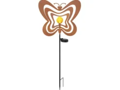 2er Set LED Solar Gartenstecker mit drehbaren Schmetterlingen Rostoptik, H: 83cm