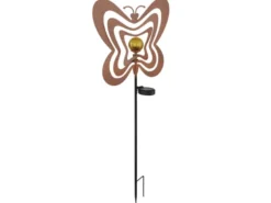 2er Set LED Solar Gartenstecker mit drehbaren Schmetterlingen Rostoptik, H: 83cm