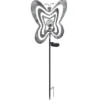 2er Set LED Solar Gartenstecker mit drehbaren Schmetterlingen Silber-Grau, 83cm