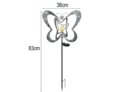 2er Set LED Solar Gartenstecker mit drehbaren Schmetterlingen Silber-Grau, 83cm