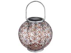 2er Set LED Solarlaternen Kugel mit Dekorstanzungen Silber Antik & Gold, Ø20cm
