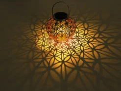 2er Set LED Solarlaternen Kugel mit Dekorstanzungen Silber Antik & Gold, Ø20cm
