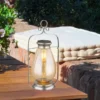 2er Set LED Solarlaternen Silber mit bernsteinfarbigem Lampenschirm, H 36,5cm