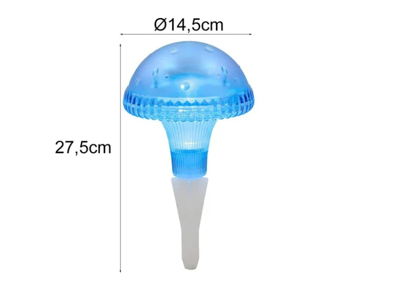 3-er Set LED Solarleuchten, Blau mit Erdspieß Höhe 27,5 cm