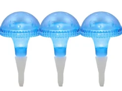 3-er Set LED Solarleuchten, Blau mit Erdspieß Höhe 27,5 cm