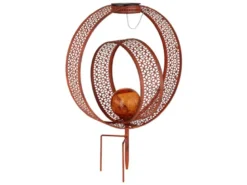 2er Set LED Solarleuchten Dekorstanzungen in Rostoptik & Crackleglas, Höhe 42cm