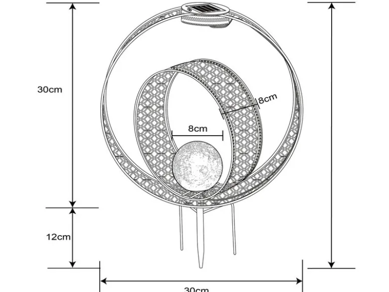 2er Set LED Solarleuchten Dekorstanzungen in Silber & Crackleglas, Höhe 42cm
