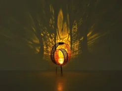 2er Set LED Solarleuchten Dekorstanzungen in Silber & Crackleglas, Höhe 42cm